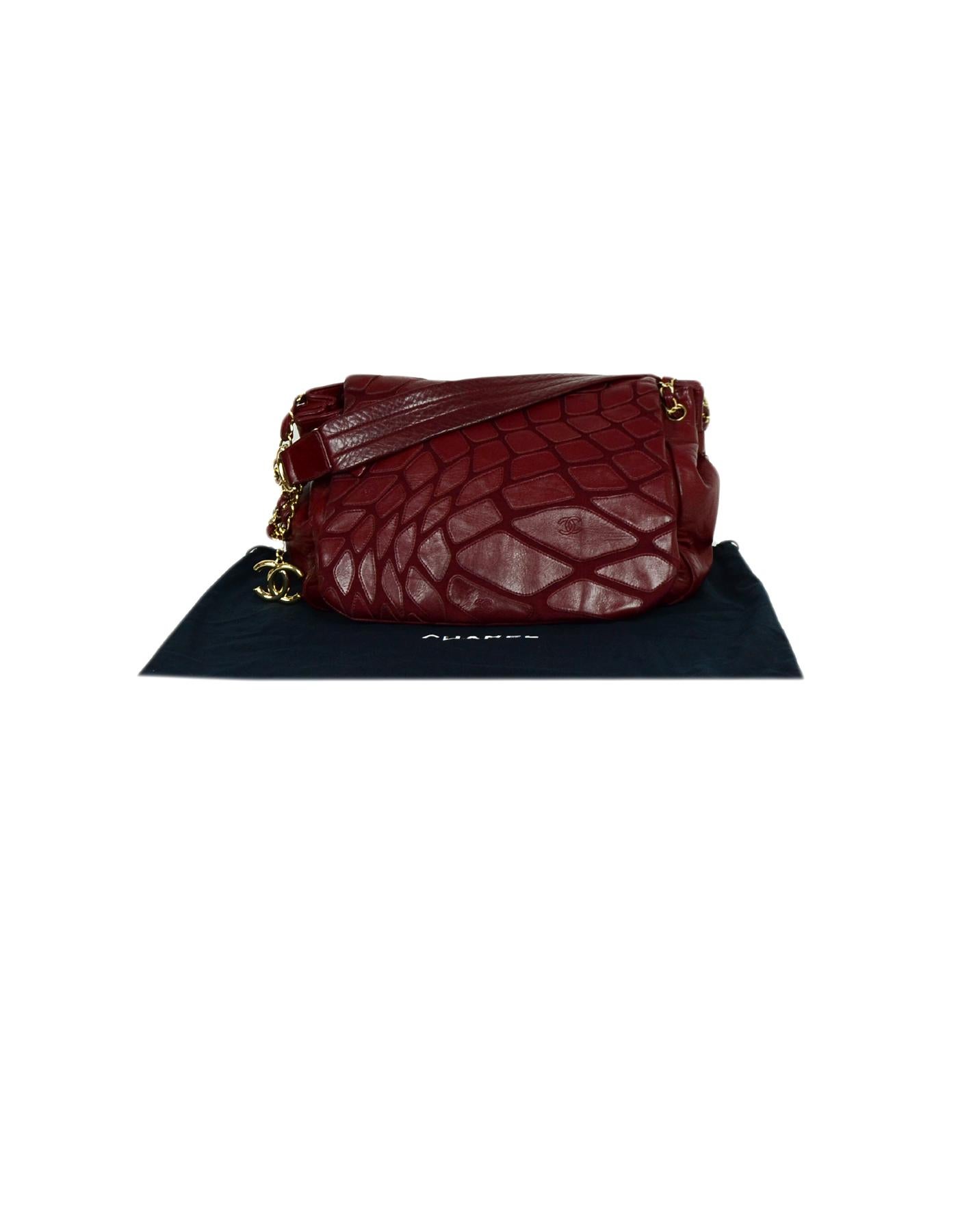 Chanel Burgundy Leather Patchwork Scales Accordion Flap Bag 5