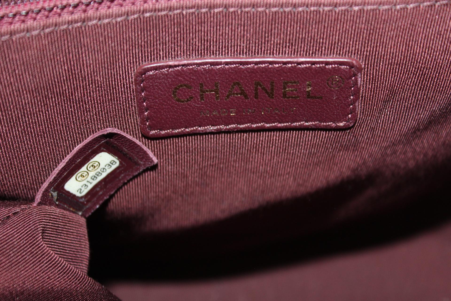 Chanel Burgundy Leather Shoulder Gold Bar Bag  1