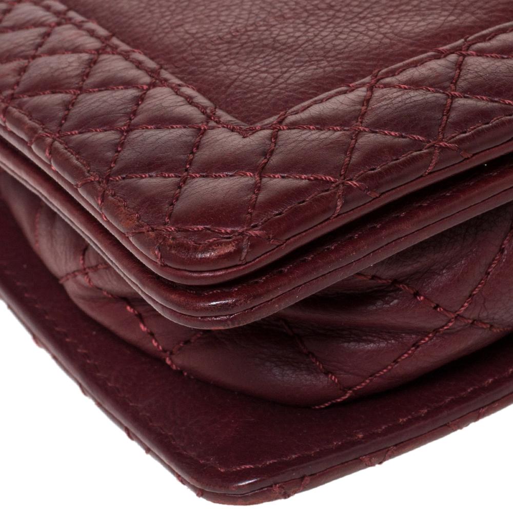 Chanel Burgundy Leather Small Reverso Boy Bag 3