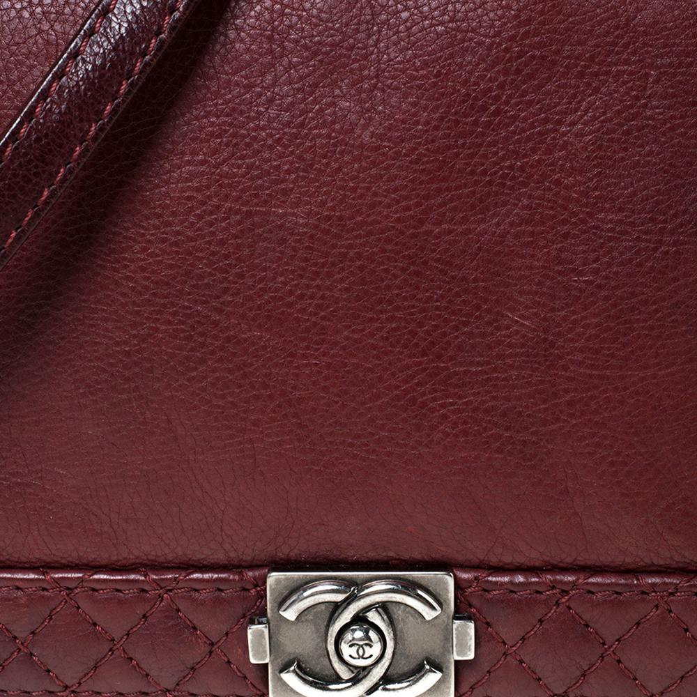 Chanel Burgundy Leather Small Reverso Boy Bag 4