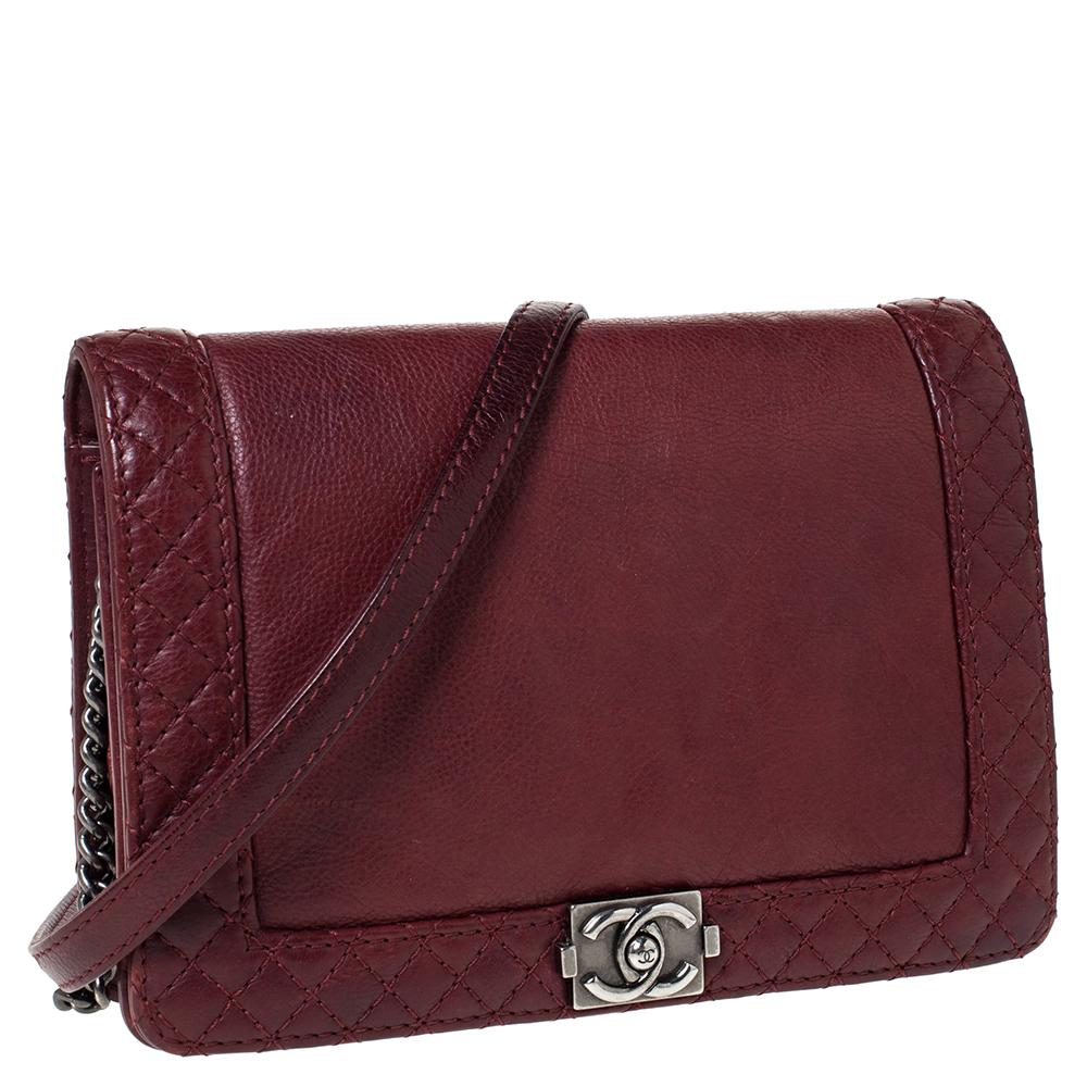 chanel burgundy boy bag