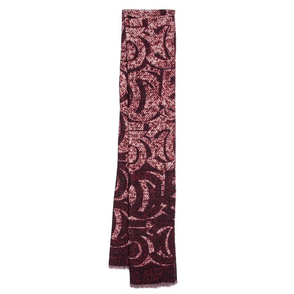 Chanel Burgundy Logo Monogram Cashmere Shawl