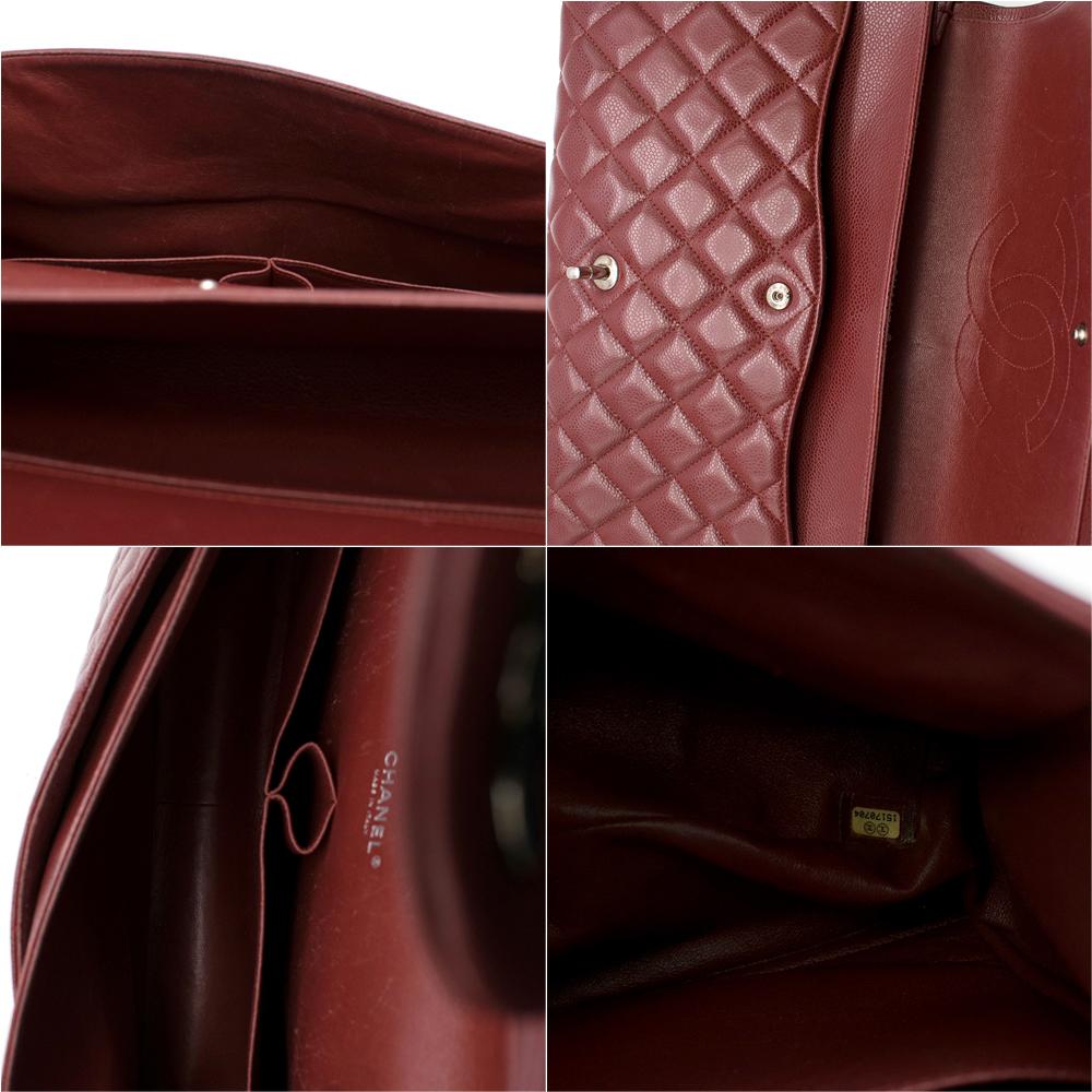 Brown Chanel Burgundy Maxi Classic Flap Bag 33cm