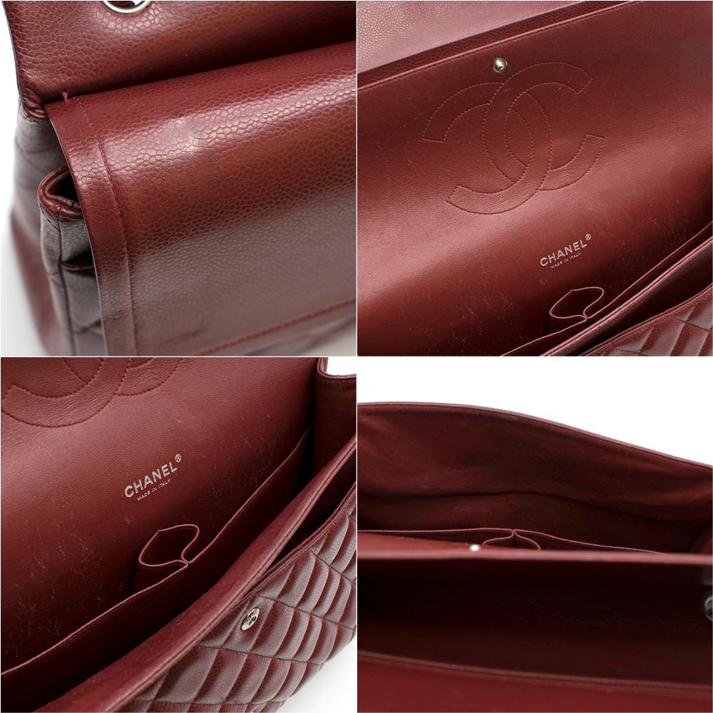 Chanel Burgundy Maxi Classic Flap Bag 33cm In Excellent Condition In London, GB