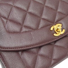 CHANEL Burgundy Medium Diana Caviar Leather Gold Evening Shoulder Flap Bag