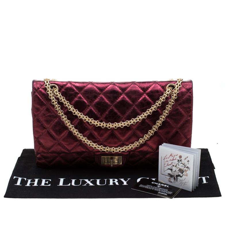 Chanel Burgundy Metallic Quilted Leather Reissue 2.55 Classic 227 Flap Bag 5