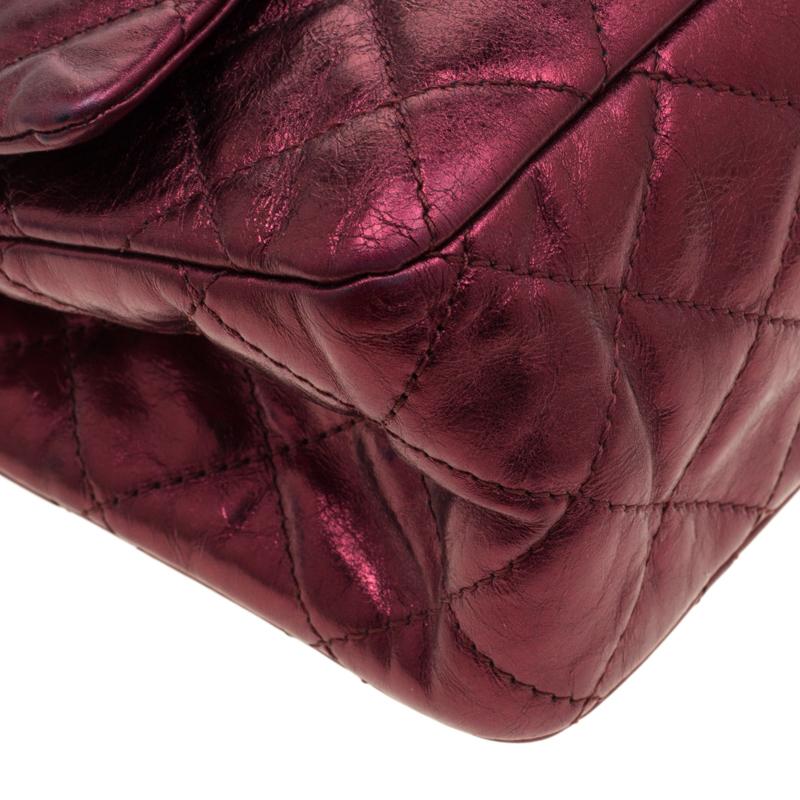 Chanel Burgundy Metallic Quilted Leather Reissue 2.55 Classic 227 Flap Bag 4