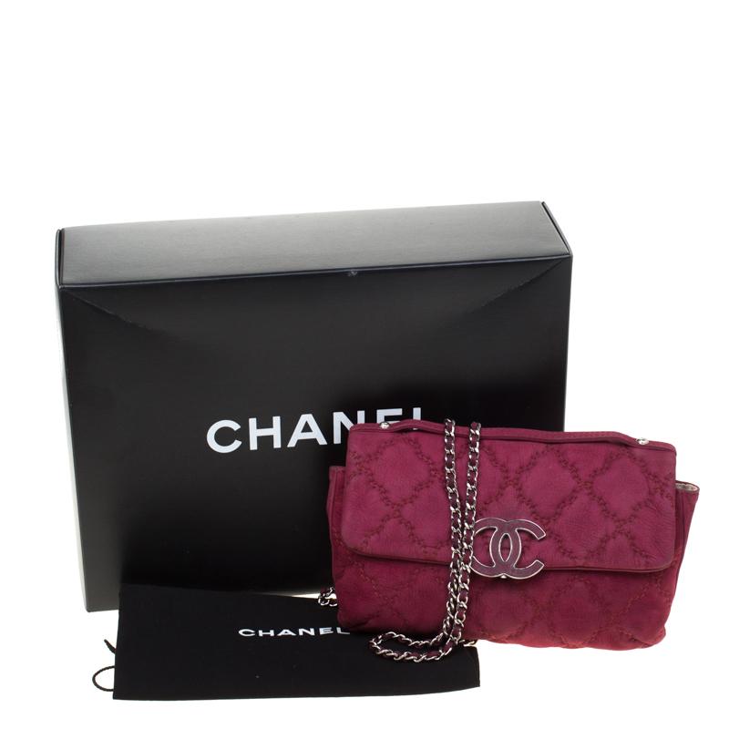 Chanel Burgundy Nubuck Leather Ultra Stitch Shoulder Bag 7