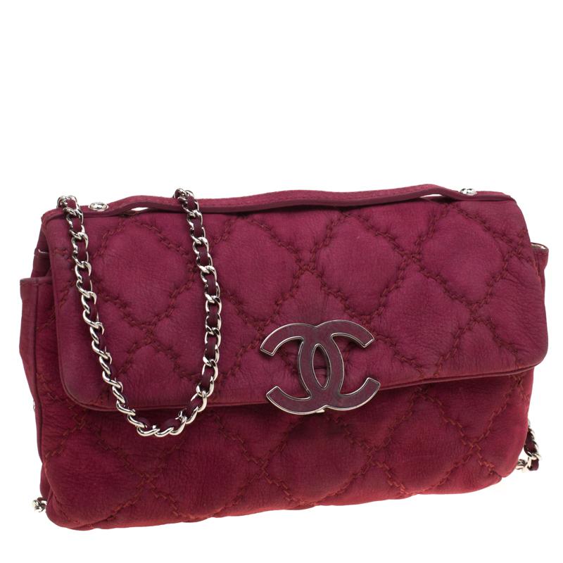 Chanel Burgundy Nubuck Leather Ultra Stitch Shoulder Bag In Good Condition In Dubai, Al Qouz 2