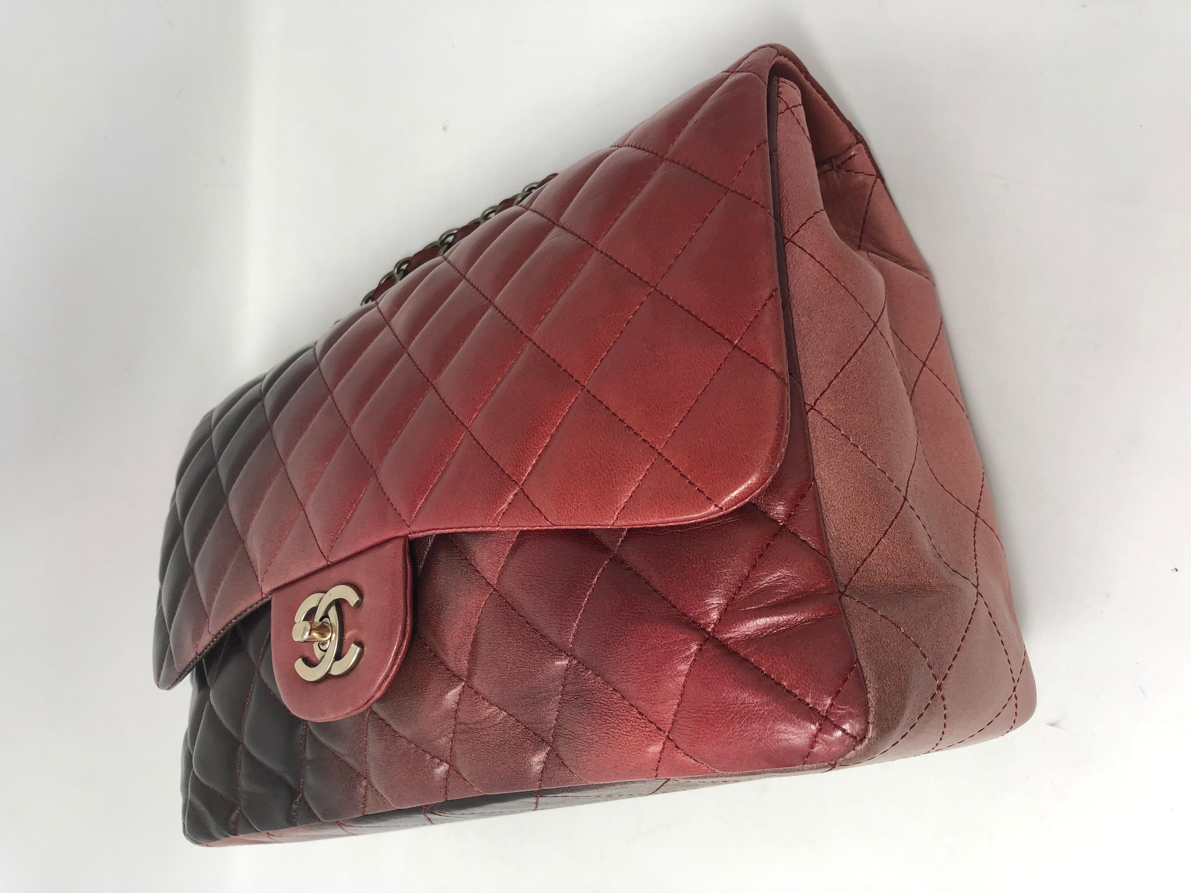 Women's or Men's Chanel Burgundy Ombre Jumbo Classic Bag