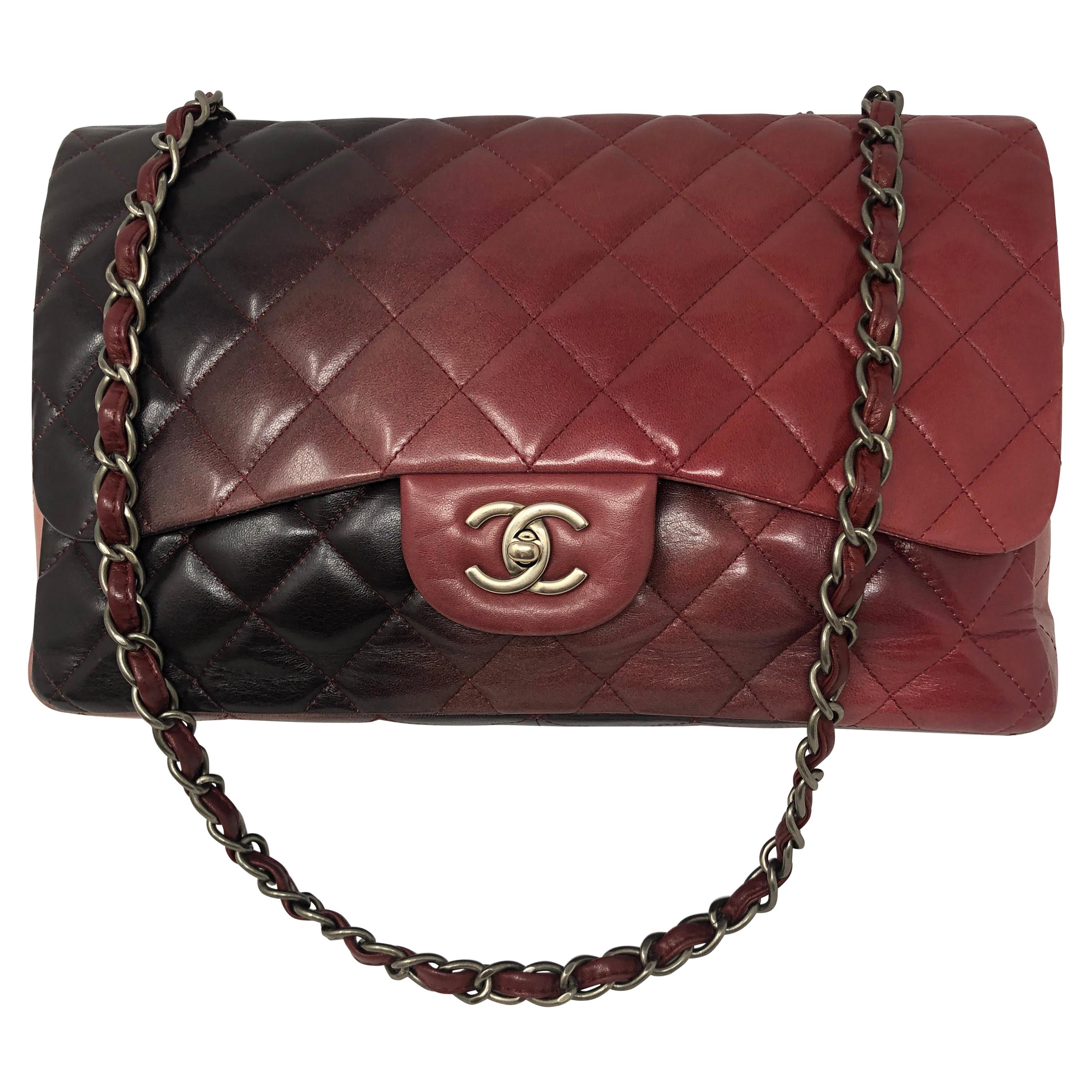 Chanel Burgundy Ombre Jumbo Classic Bag