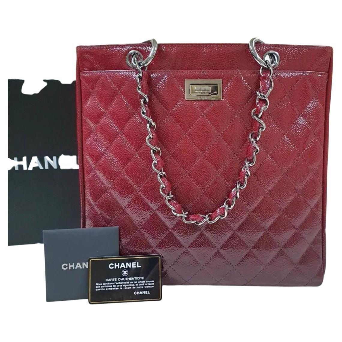 Chanel Burgundy Ombré Quilted Patent Grained Leather 2.55 Reissue Bag
