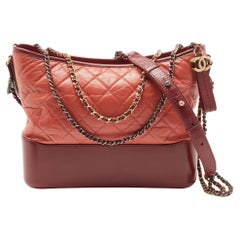 Chanel Burgundy/Orange Quilted Aged Leather Medium Gabrielle Hobo