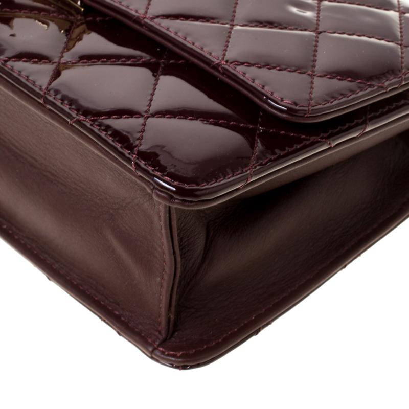 Chanel Burgundy Patent Leather Golden Class Double CC WOC Clutch Bag 4