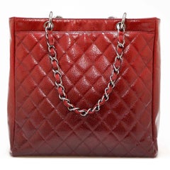 Chanel Burgundy Patent Leather Tote Bag