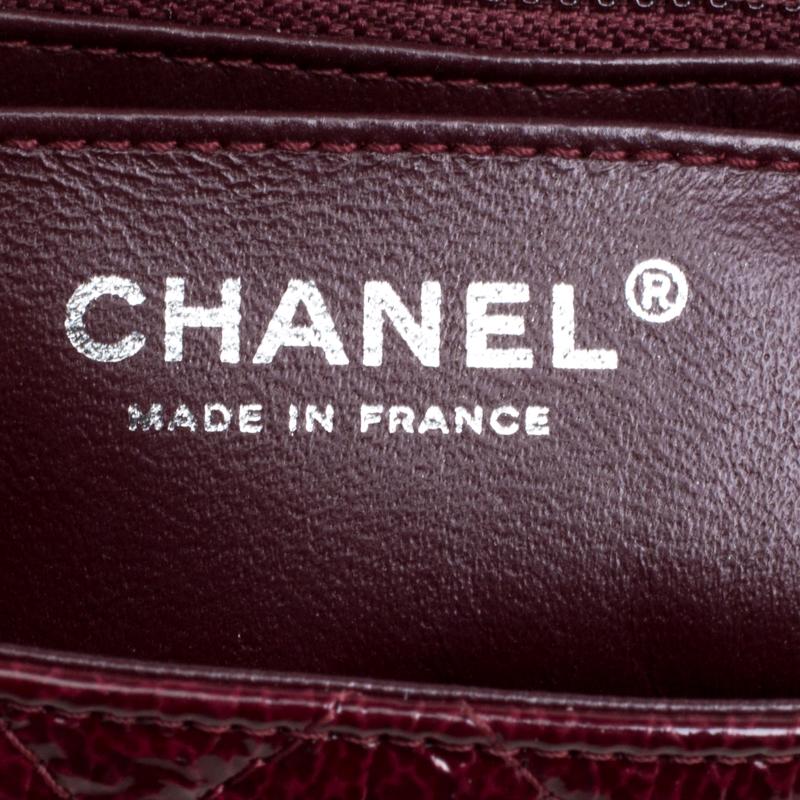 Chanel Burgundy Patent Textured Leather New Mini Classic Single Flap Bag 3