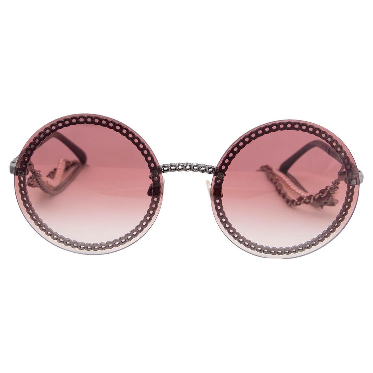 CHANEL burgundy PEARL CHAIN ROUND 4245 Sunglasses at 1stDibs