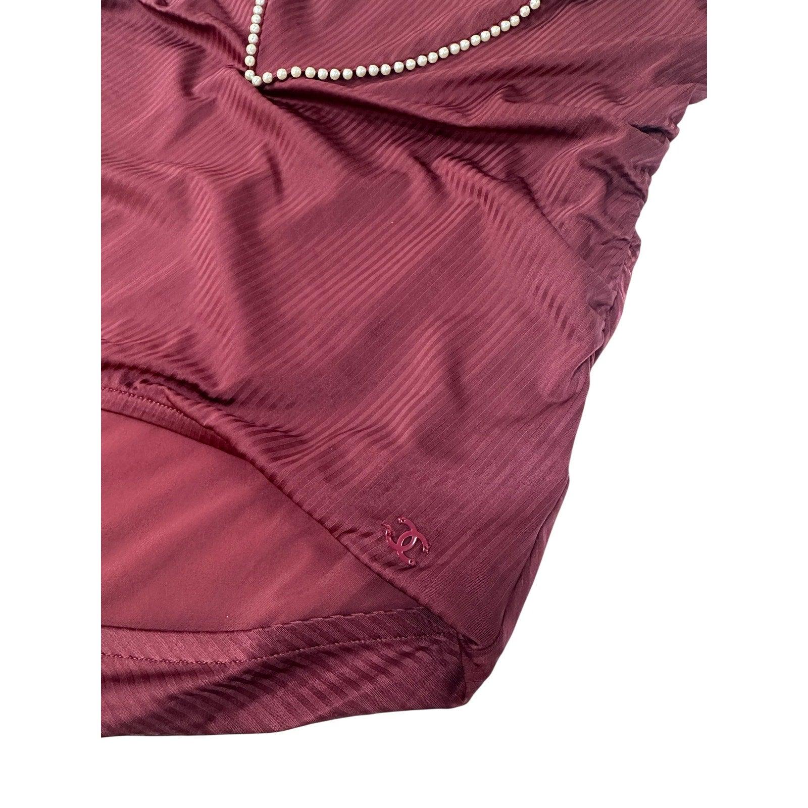 Maillot de bain Chanel en perles de Bourgogne Sz.42 en vente 1