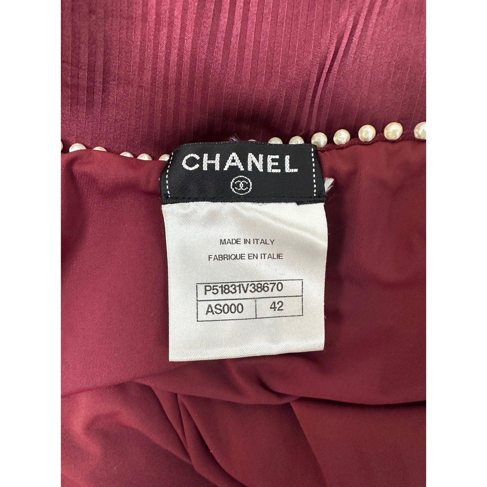 Maillot de bain Chanel en perles de Bourgogne Sz.42 en vente 2
