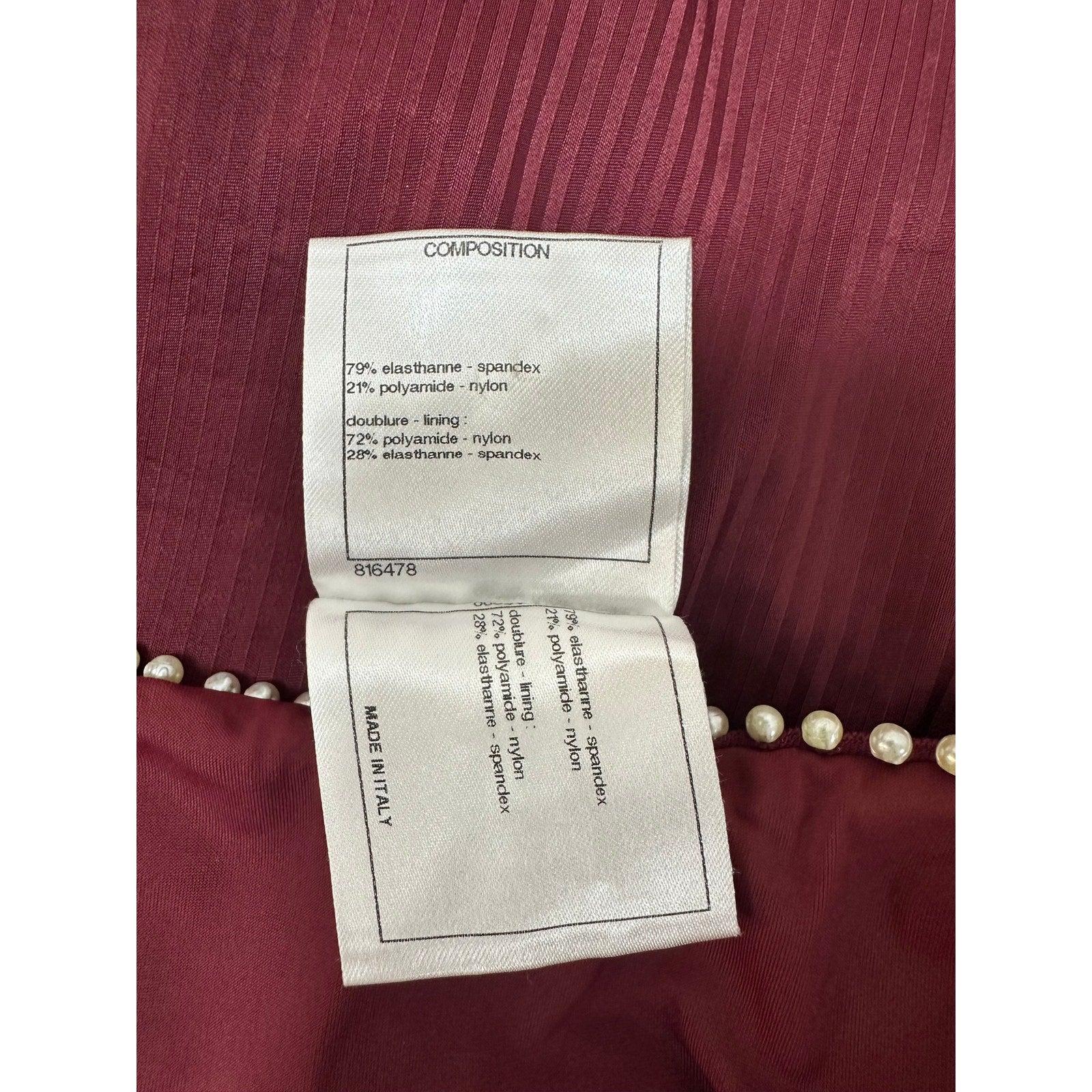 Maillot de bain Chanel en perles de Bourgogne Sz.42 en vente 3