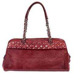 Used Chanel Burgundy Pony Hair Zipped Tote