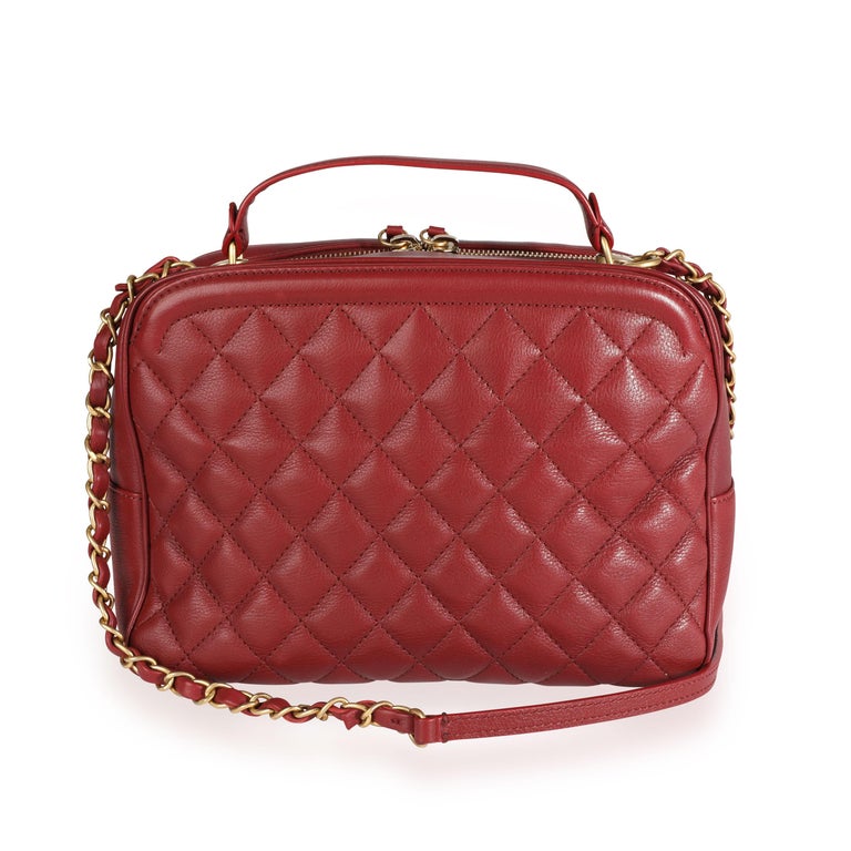 Chanel Burgundy Quilted Calfskin Leather Medium Vanity Case For Sale at  1stDibs