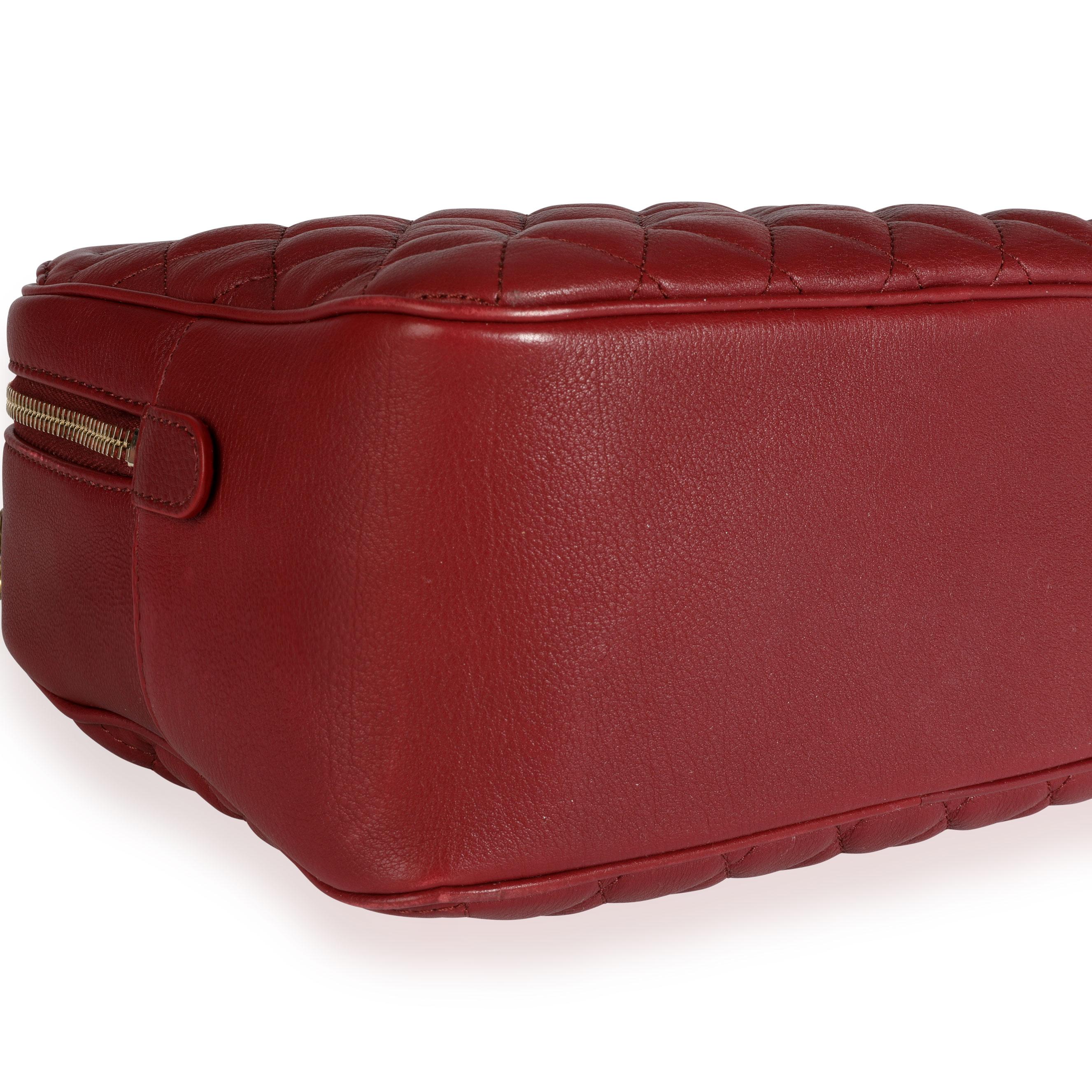 Brown Chanel Burgundy Quilted Calfskin Leather Medium Vanity Case