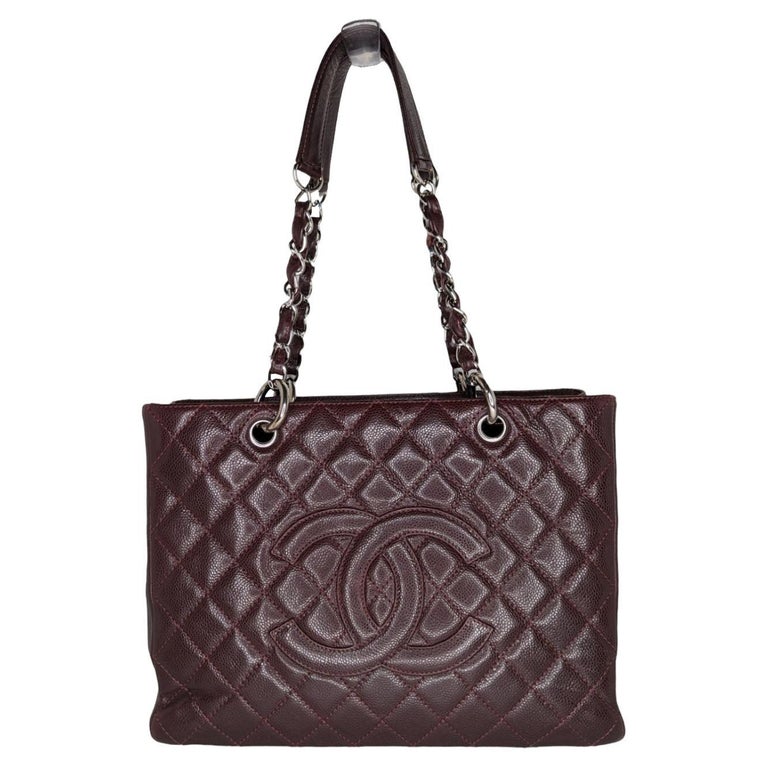 Chanel Burgundy Quilted Caviar Grand Shopping Tote GST at 1stDibs