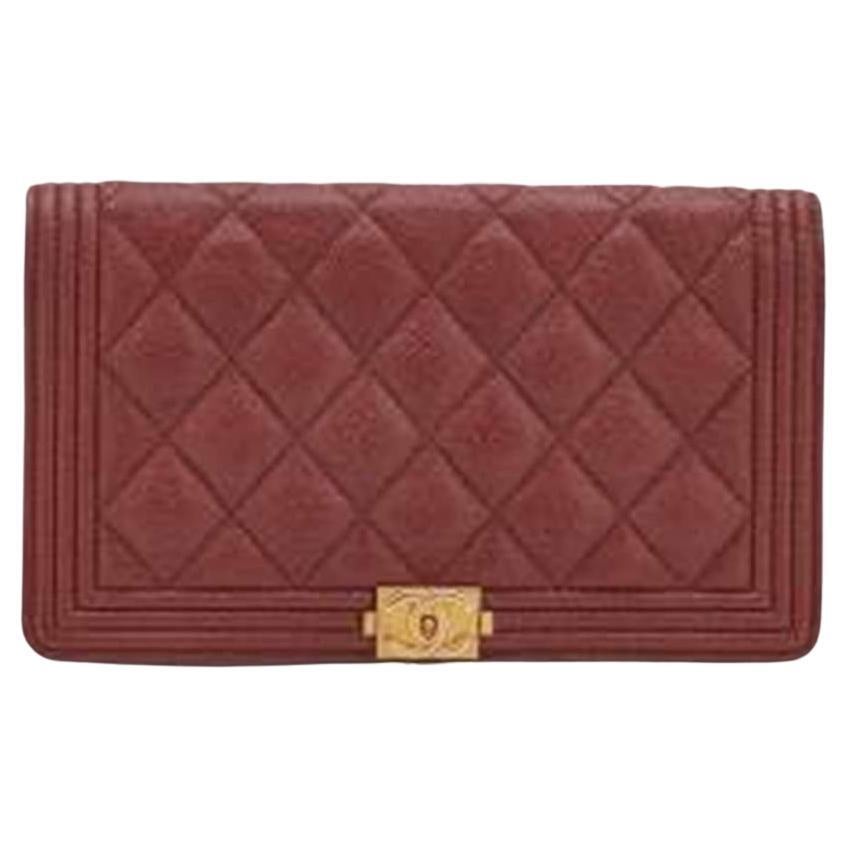 Chanel Burgundy Quilted Caviar Leather Boy L Yen Continental Wallet For  Sale at 1stDibs