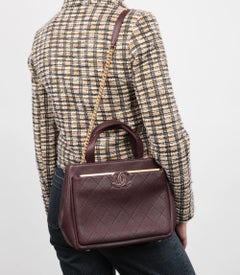 Chanel Burgundy Quilted Caviar Leather Framed Business Affinity Shoulder Tote