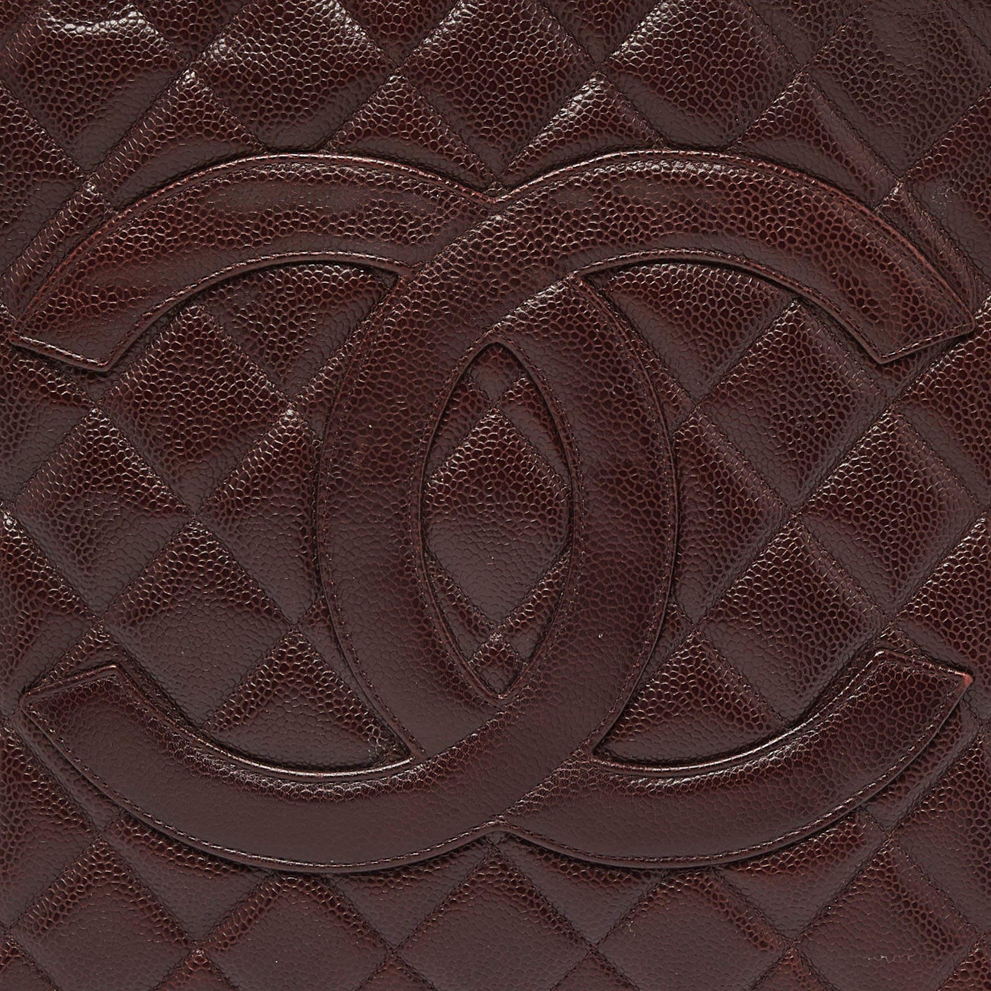 Women's Chanel Burgundy Quilted Caviar Leather Medallion Tote