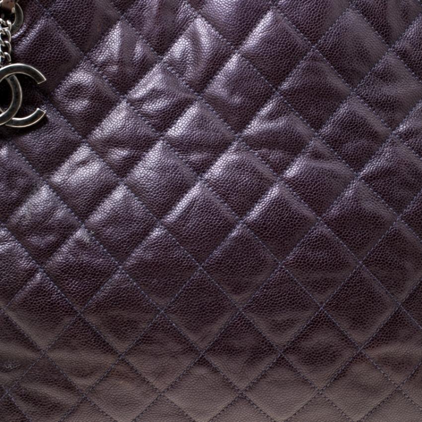 Chanel Burgundy Quilted Caviar Leather Tote 8
