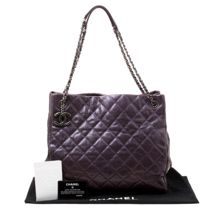 Chanel Burgundy Quilted Caviar Leather Tote 9