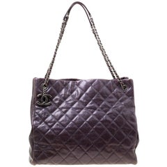 Chanel Burgundy Quilted Caviar Leather Tote