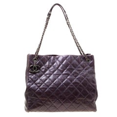 Chanel Burgundy Quilted Caviar Leather Tote