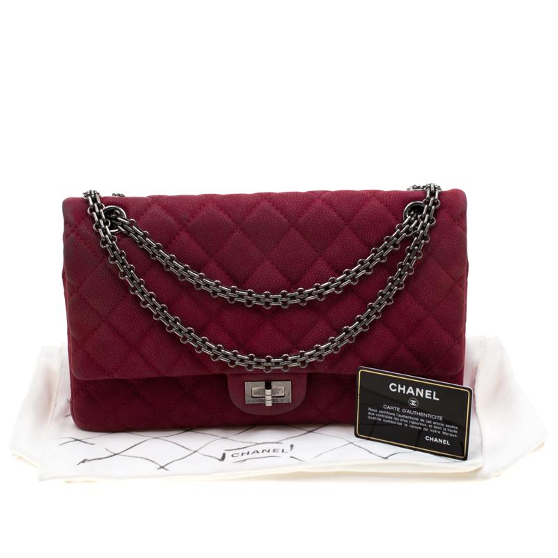 Chanel Burgundy Quilted Caviar Nubuck Reissue 2.55 Classic 226 Flap Bag 7