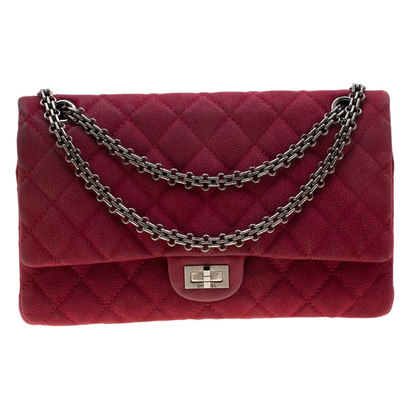 Chanel Burgundy Quilted Caviar Nubuck Reissue 2.55 Classic 226 Flap Bag
