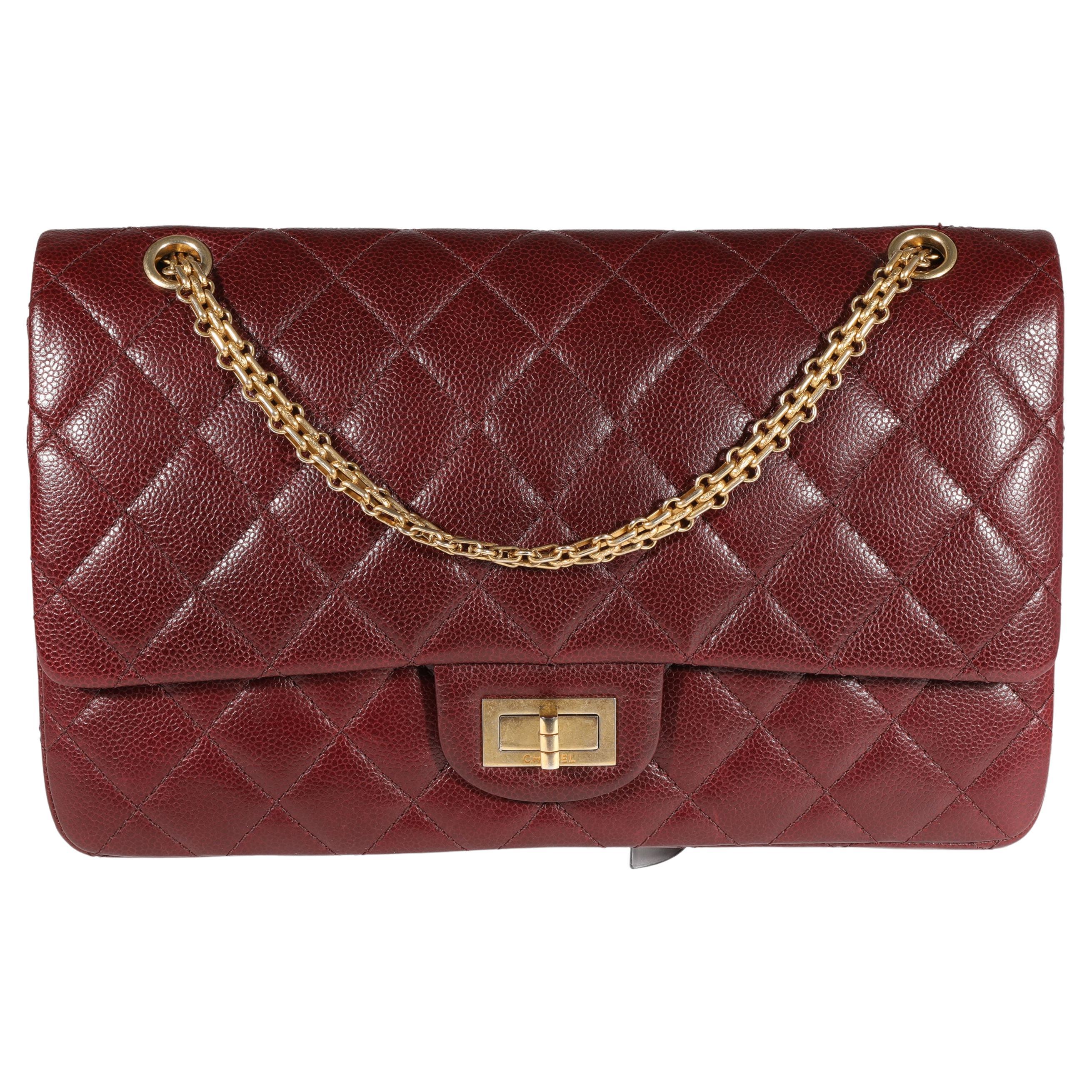 Authentic Chanel Reissue 2.55 227 Patent Dark Burgundy Bag