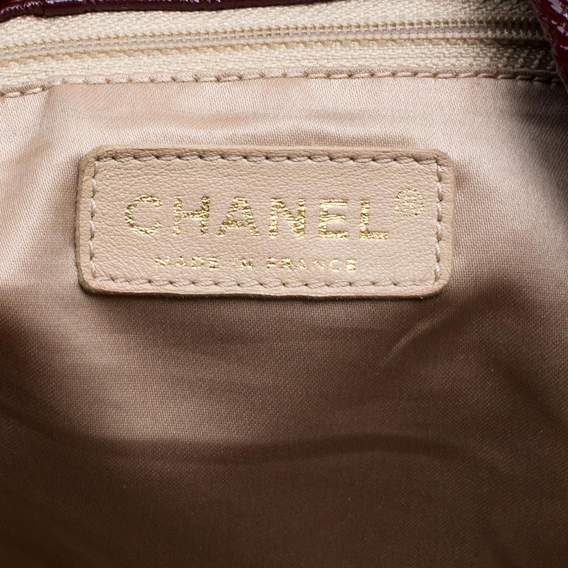 Chanel Burgundy Quilted Detail Patent Leather Timeless Accordion Flap Bag 4