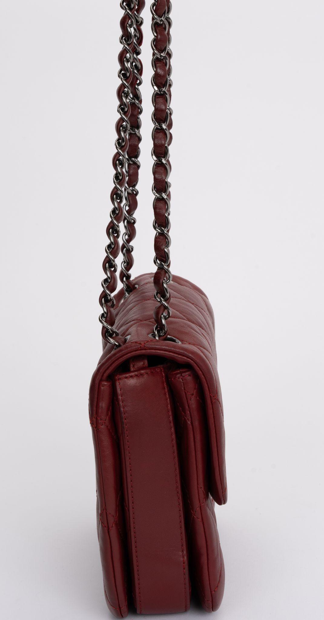 Chanel Burgundy Quilted Flap Bag In Excellent Condition For Sale In West Hollywood, CA