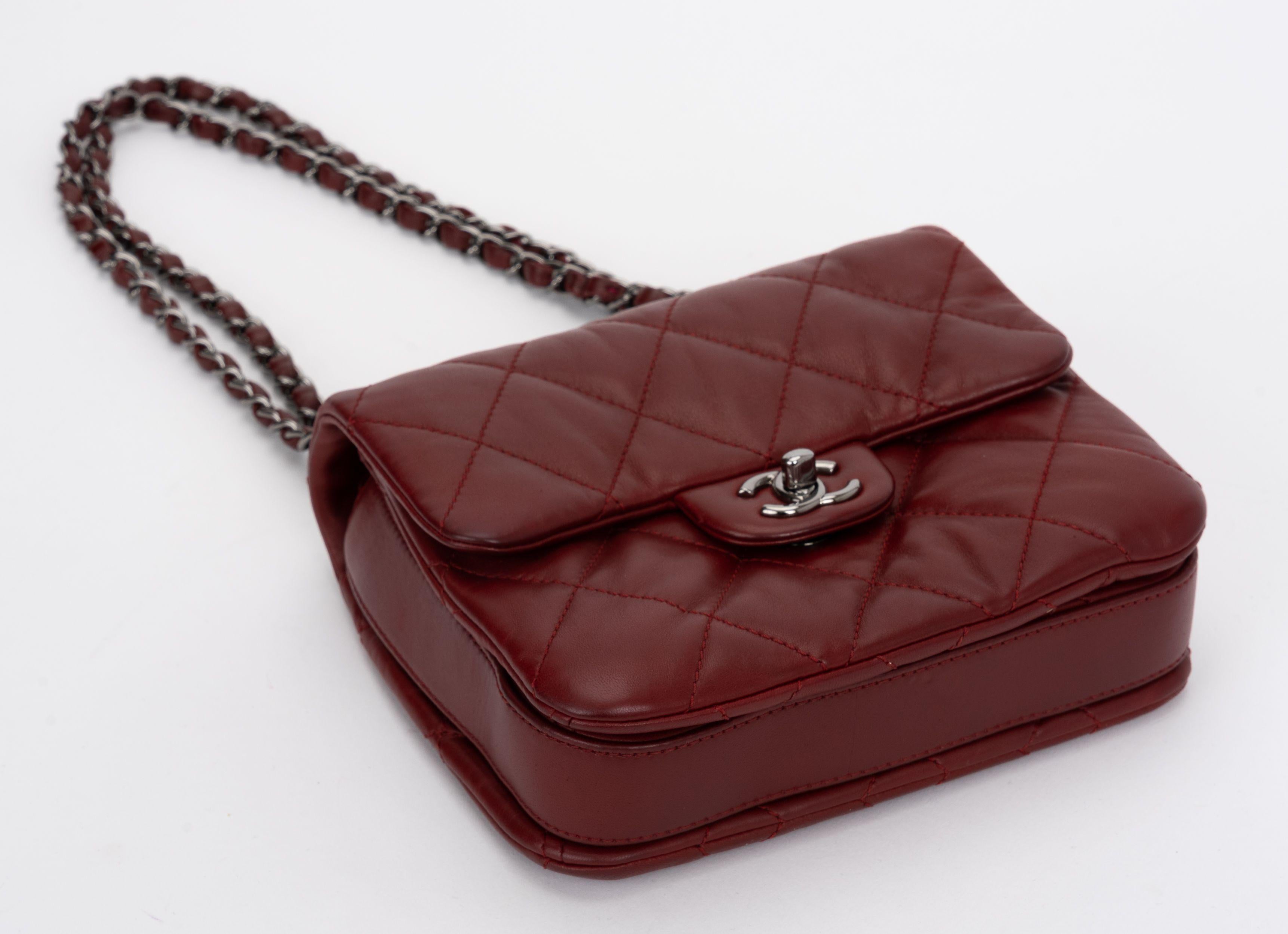 Chanel Burgundy Quilted Flap Bag For Sale 1