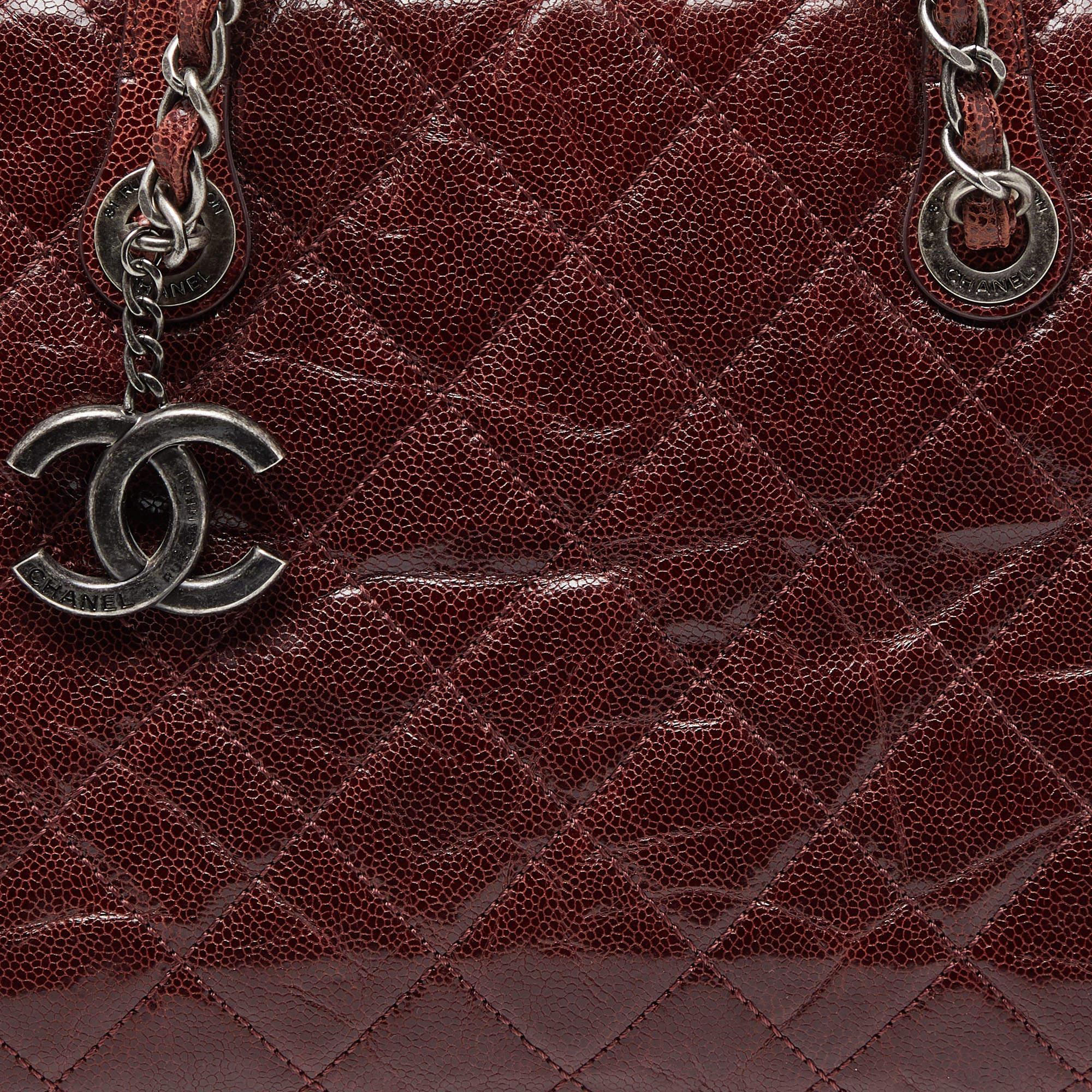 Women's Chanel Burgundy Quilted Glazed Caviar Leather Crave Tote