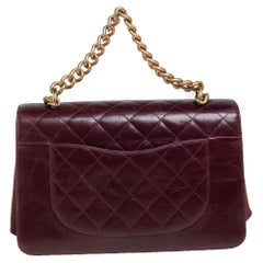 Chanel Burgundy Quilted Glazed Leather Straight Line Flap Bag