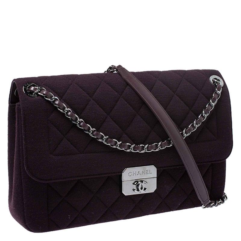 Chanel Burgundy Quilted Jersey Flap Shoulder Bag 6