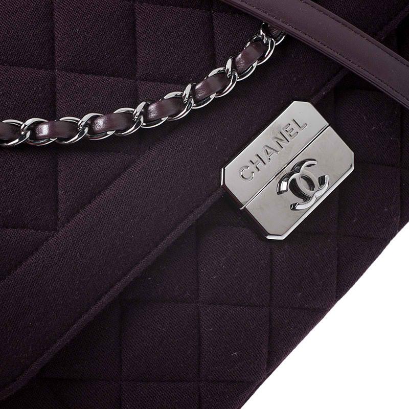 Chanel Burgundy Quilted Jersey Flap Shoulder Bag 2