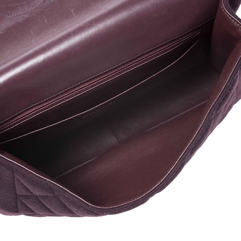 Chanel Burgundy Quilted Jersey Flap Shoulder Bag 3