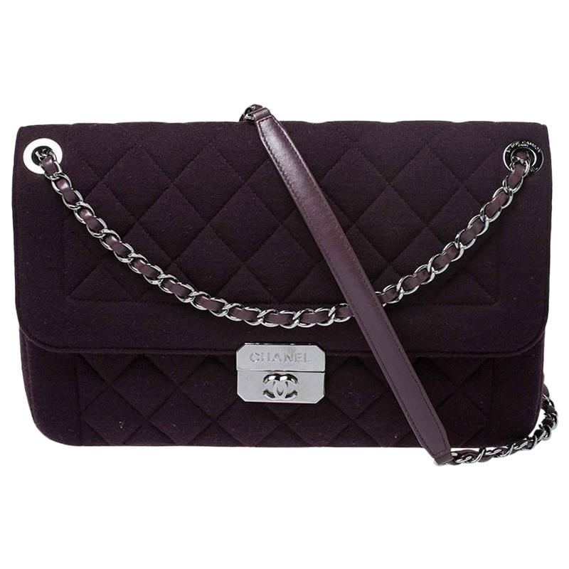 Chanel Burgundy Quilted Jersey Flap Shoulder Bag