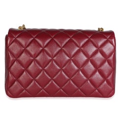 Chanel Burgundy Quilted Lambskin Flower CC Medium Flap Bag