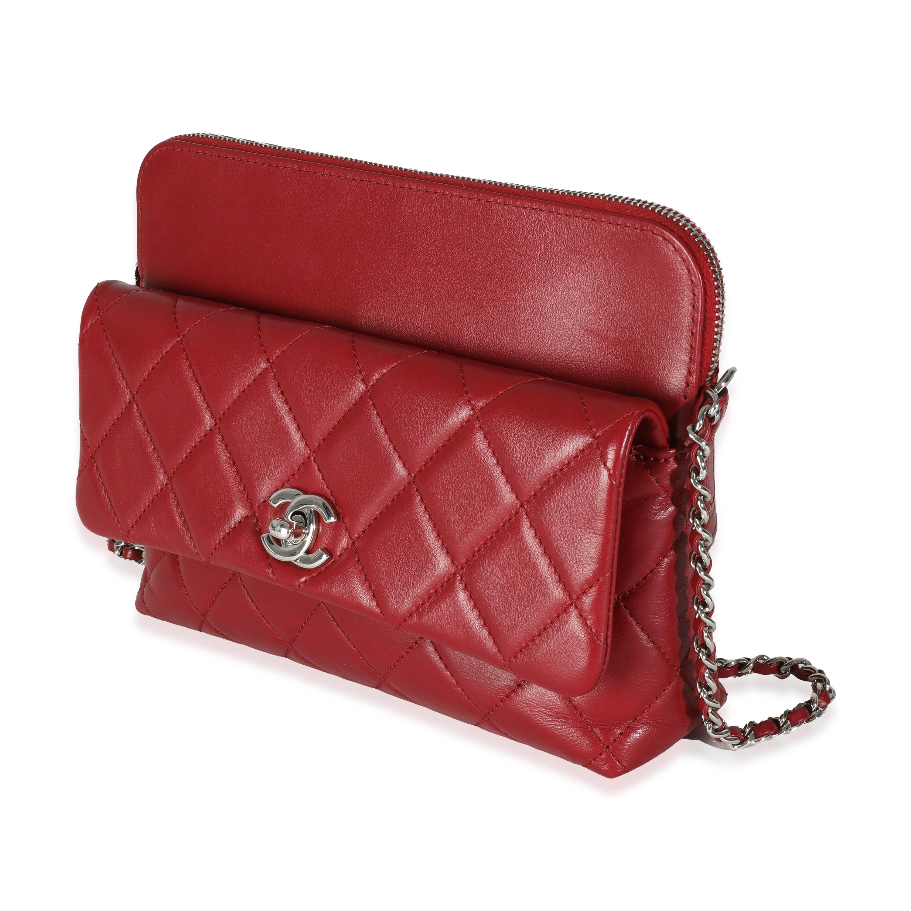 Chanel Burgundy Quilted Lambskin Front Pocket Camera Bag In Excellent Condition In New York, NY