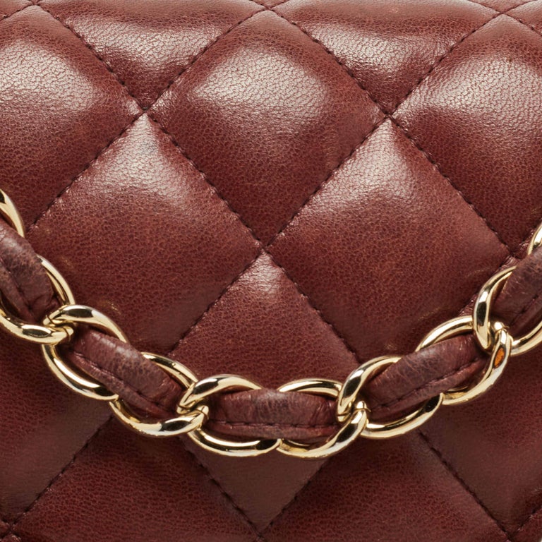 Chanel Burgundy Quilted Lambskin Small Classic Double Flap Bag
